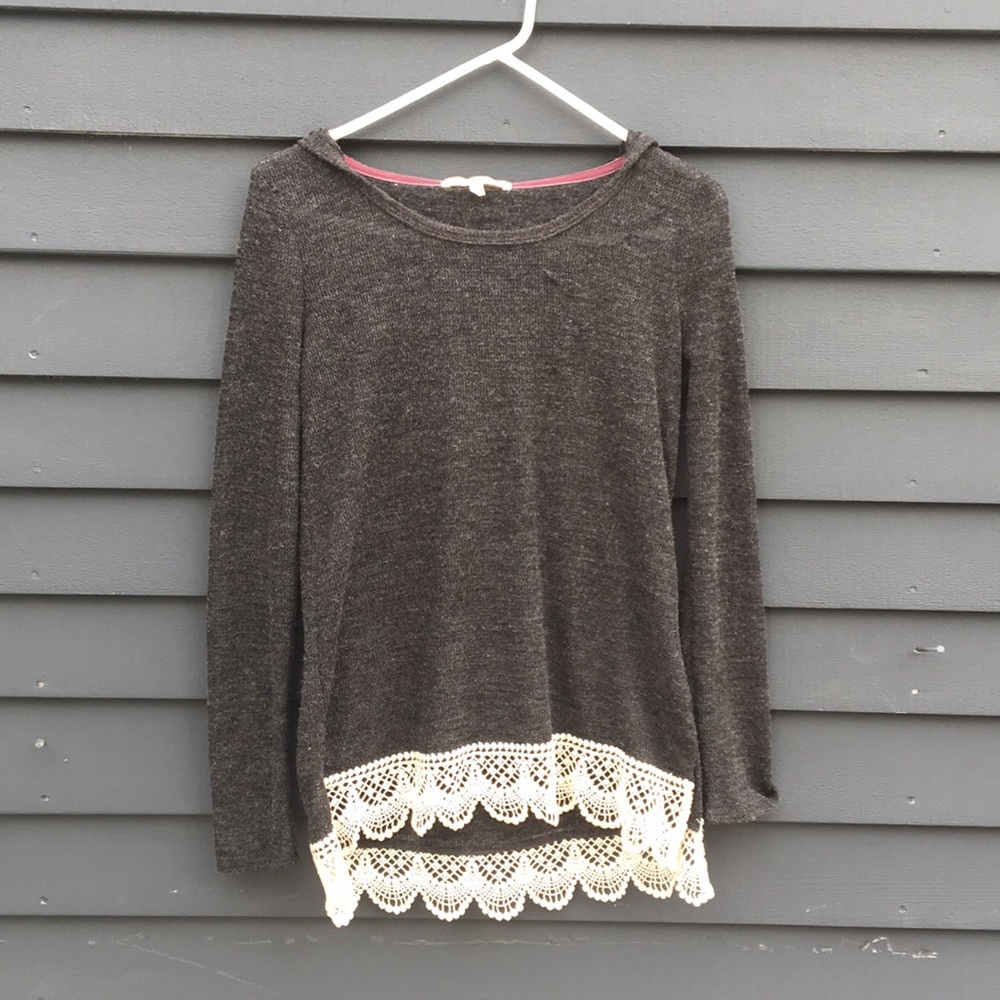 light sweater with lace trim